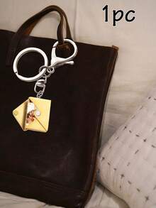 LICVIC 1/2 Custom Photo Keychain, Envelope-Style Personalized Keychain, Size: 2x1.7cm, Rose Gold/Silver/Gold Metal Keyring - Style a - View 14
