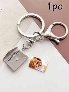 LICVIC 1/2 Custom Photo Keychain, Envelope-Style Personalized Keychain, Size: 2x1.7cm, Rose Gold/Silver/Gold Metal Keyring - Style a - View 9