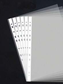 1 pieza/50 piezas Carpeta de plástico transparente tamaño A4 - Material duradero de PP y PVC, con 3 anillos, adecuado para recibos, exámenes, facturas, organización de suministros de oficina, diseño minimalista, grosor de 3C, uso diario normal - A - Ver 2