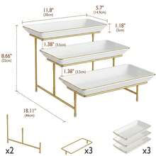 3-Tier Foldable Metal Stand White Plastic Tiered Food Display Rack, Suitable For Fruit, Desserts, Wedding, Birthday Party Display - Multicolor - View 7