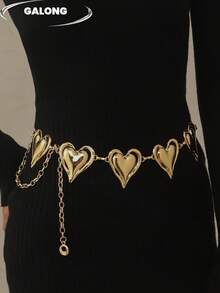 Accesorio esencial para festival de música y vacaciones en la playa, cinturón de cadena de corazón de metal vintage, cadena de cintura a juego para vestido de encaje blanco de moda personalizada - Cadena para la cintura con forma de corazón - Ver 4