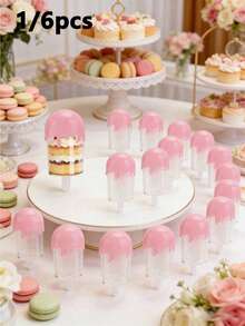 1/6 Set Colorful Popsicle Cupcake Liners, Candy Gift Boxes, Candy Jars, Ice Cream Shaped Candy Boxes, Reusable Transparent Ice Cream Bar Gift Boxes, Suitable For Birthday, Wedding Party Decorations - Multicolor - View 1
