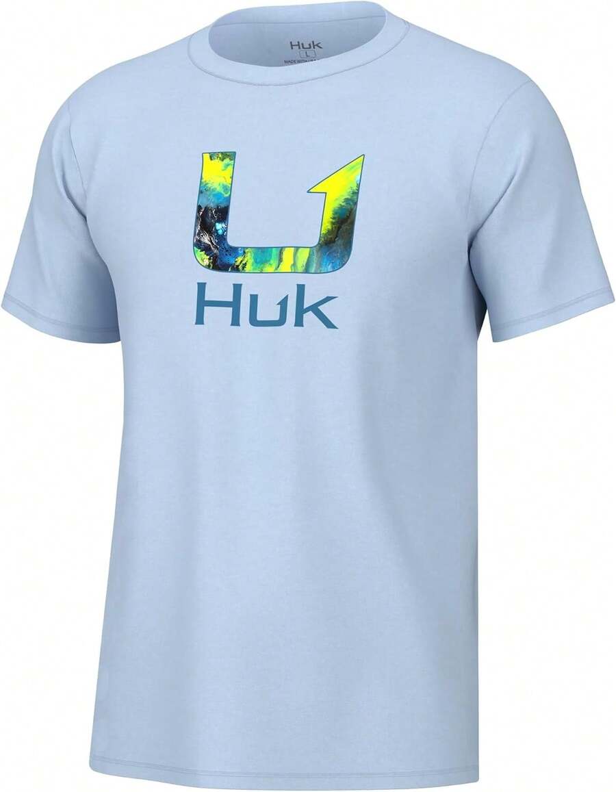 HUK Mens Fishing Graphic Tee, Performance Short Sleeve, Quick-Dry - Blue 1 - View 1