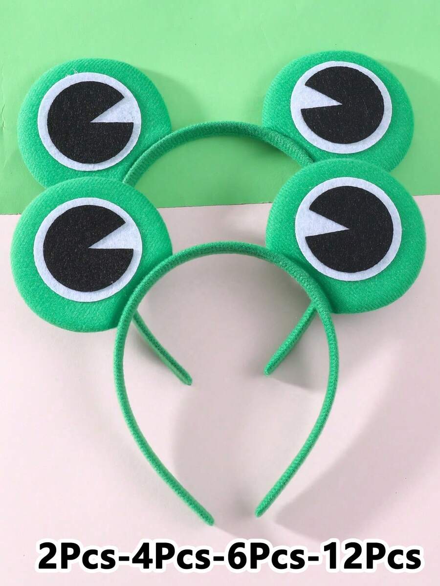 2/4/6/12 Pcs Girls Frog Headbands, Cute Green Cartoon Animal Hairbands, Funny Costume Cosplay Hair Hoop Hair Accessories For Parties And Daily Use - Green - View 1
