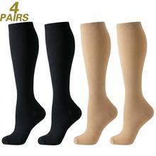 1/3/4/6/8 Pairs Black Beige White Blue Grey Sports Running Cycling Compression Socks, Unisex Circulation Running Nurse Socks - Multicolor - View 35