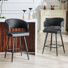 Modern Upholstered Dining Chair With Backrest And Armrests, Minimalist Restaurant Chair For Home, Kitchen, Hotel, Showroom, Mid-Century Style - 黑色 - 查看 3