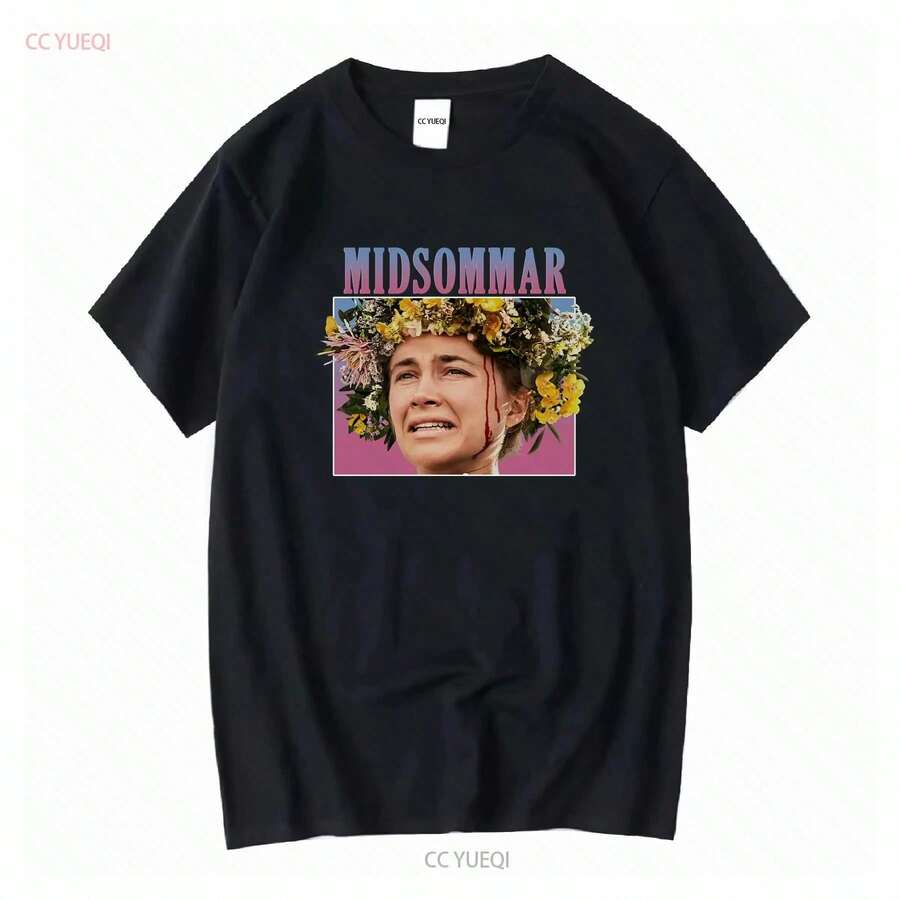 Camiseta Midsommar de Ari Aster, Florence Pugh y Will Poulter, de manga larga o corta, estilo vintage, unisex, estilo streetwear. - Negro - Ver 1