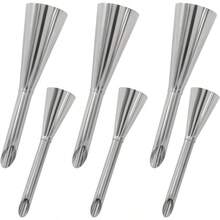 6Pcs Icing Piping Nozzle Tips, 2 Sizes Stainless Steel Long Puff Nozzle Decor Pastry Piping Decorating Tools Cupcakes Filling Donuts Home Desserts - 6mm, 8mm - View 1