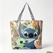 1pc Lilo & Stitch Canvas Tote Bag & Crossbody Bag, Large Capacity Cute Washable Handbag, Unisex Portable Bag, Suitable For Office, School, Work, Travel & Beach. Perfect Birthday Gift, Back To School Gear And Personalized Office & Daily School Supplies - A - View 7
