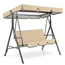 1pc Practical Outdoor Swing Chair Canopy, Plain Color Pattern, Wide Rectangular Roof With Wavy Trim, Universal Replacement Style, 210D Waterproof Oxford Cloth Shade Cover For Garden, Lawn, Balcony, Patio & Park - B - View 8