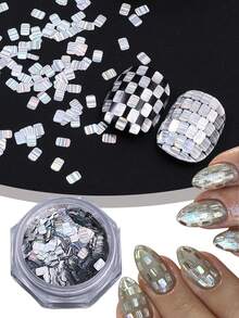 1 Botella de Brillo para Uñas 3D Holográfico Rayado Cuadrado Plateado Láser Arcoíris Iridiscente Rectangular Brillo para Uñas Diseño de Uñas DIY Decoración de Uñas - Multicolor - Ver 1