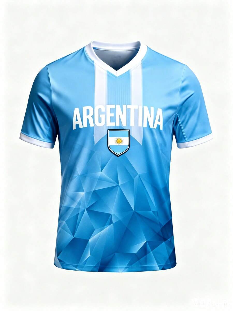 2025 Argentina Flag Soccer Jersey Polyester Short Sleeve Jersey For Fans-Comfy Breathable Sports Top - 黃色 - 查看 1