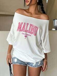 Women's Casual Printed T-Shirt, Short Sleeve And Round Neck, Local Urban Fashion Spring/Summer. Women's Blouses, Women's T-Shirts. 180g (S-XXXL) - 白色 - 查看 1