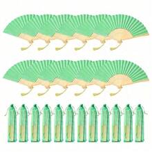 36pcs Handheld Folding Fan Tassel Bag Set, Includes 12 Fans, 12 Bags, 12 Tassels, Elegant Bamboo Folding Fans, Suitable For Wedding Guests, Party Favors, Summer Gifts, Decoration - Fan - View 13