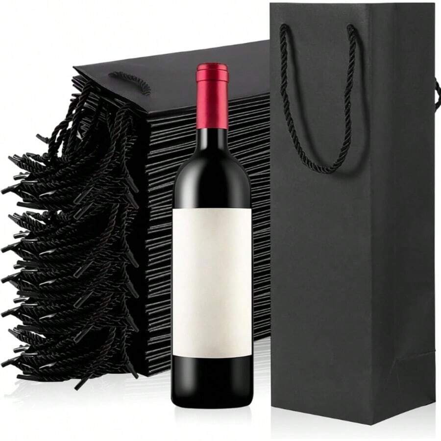 20 piezas Bolsas de regalo para vino con asas, bolsas tote de gran capacidad para botellas de vino, bolsas rectangulares para botellas de vino, adecuadas para cumpleaños, graduación, boda, Día de la Madre y otros favores de fiesta de vacaciones Decoración 10/4/2 piezas