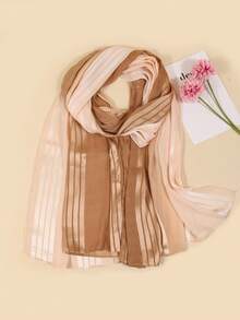 1pc/Set All-Season New Women's Lightweight Chiffon Gradient Color Long Scarf Shawl Sun Protection Headscarf Suitable For Daily Use - Beige - View 2