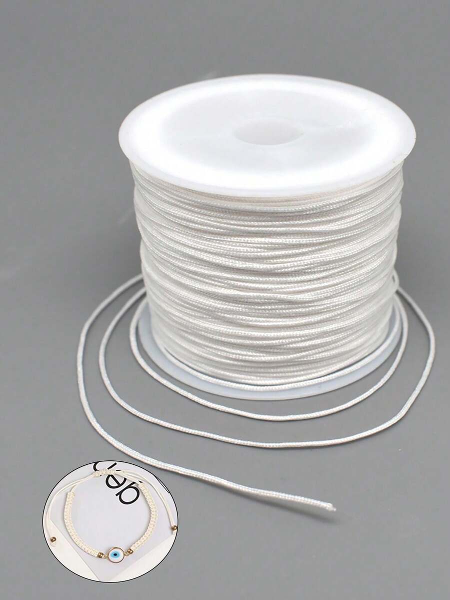 1 Roll Non-Elastic White Beading Cord, Colorful Craft Cord, Suitable For Jewelry Making, Bracelet And Necklace DIY Craft Beading Cord - White - View 1