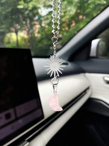 日月車用吊飾，創意車內後視鏡裝飾吊墜，人造石月亮吊墜，完美節日禮物 - 太陽月亮 - 查看 17