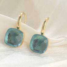 Vintage Square Glass Bead Earrings, Elegant Gift For Women's Party And Banquet - Gold - View 7