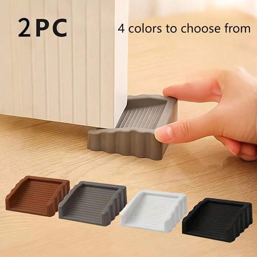 2pcs Creative Windproof Door Stopper, Plastic Matte Surface Wedge, Safety Door Blocker, Anti-Collision Door Stopper Available In 4 Colors - Door Stop - View 1