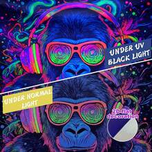 Neon Party Glow Tapestry - A UV-Reactive Wall Decor Suitable For Black Light Parties, Festivals And Events - Featuring Colorful And Designs That Can Light Up Any Area. - Multicolor - View 8