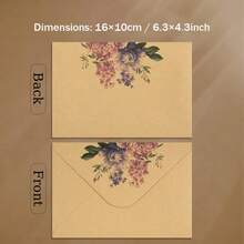 20/50/100pcs Floral Kraft Envelopes, Self-Seal Invitation Envelopes For Wedding Invitations, Greeting Cards, Handmade Cards, Party Favors - A - View 22