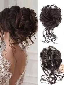 Elegante moño desordenado rizado – Moño de rosquilla voluminizador sintético, accesorio de cabello con clip natural y esponjoso para volumen y peinado instantáneo - Multicolor - Ver 4