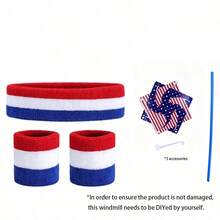 4pcs Patriotic Decoration Set - American Flag Sports Parade Headband And Wristband Combination, Suitable For Independence Day Parade,Party - Multicolor - View 9