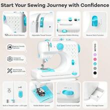 IAGREEA Multifunctional Portable Electric Sewing Machine: 12 Stitches, 2-Speed, DC Powered, Built-In Night Light, Overlock And Bobbin Winding, Suitable For Home DIY, Repair And Handicrafts | Ideal Gift For Birthday, Mother's Day And Holidays - Baby Blue - View 4