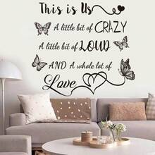 Calcomana de pared con texto en ingls This is us a Little Little of Crazy para pared, con cita, con texto en ingls This is us a Little bit of Crazy - negro - Ver 3