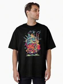 Unisex T-Shirt Made Of Pure Cotton, Castillo En Movimiento Oversized T-Shirt, Summer T-Shirt, Blouse, Basic Tops, Tops. - Black - View 1