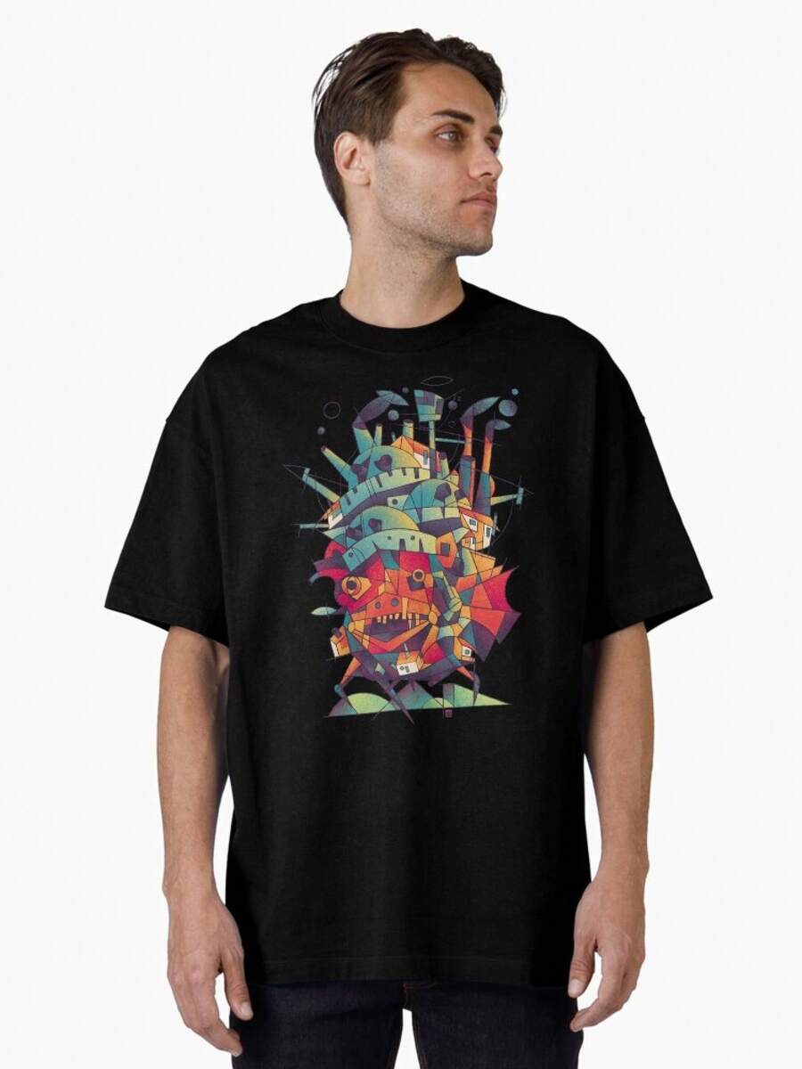 Unisex T-Shirt Made Of Pure Cotton, Castillo En Movimiento Oversized T-Shirt, Summer T-Shirt, Blouse, Basic Tops, Tops. - Black - View 1