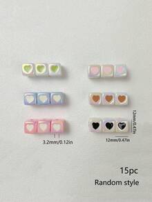 15顆隨機款式12mm正方形大孔滴油珠，漸層彩色壓克力珠，DIY手機鍊、鑰匙圈、手鍊、項鍊配件，電鍍手工珠子材料組，創意手工DIY必備，適合親子手工、兒童教育創作及開學藝術手工活動 - 彩色 - 查看 2