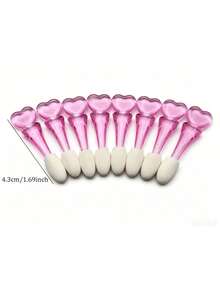 20pcs Heart-Shaped Creative Design Eyeshadow Brushes, Transparent Single-Head Eyeshadow Brushes, Heart-Shaped Handle Eyeshadow Brushes, Mini Makeup Eyeshadow Brushes, Essential Eye Makeup Tools - Pink - View 5