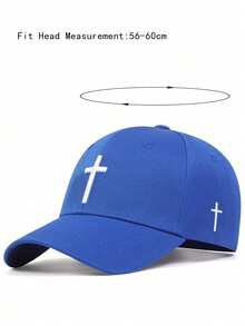 1pc Men's Cross Baseball Cap, Adjustable Sun Protection Casual Hat, Suitable For Spring And Autumn Travel, Beach, Party - Blue - View 2