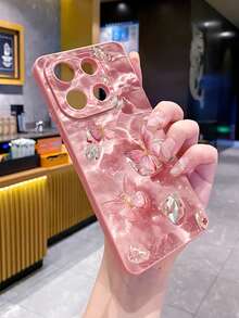 1個 水晶波浪蝴蝶霧面相機防摔手機殼 UV印刷 適用於 /Galaxy/Android 機型 - 粉色 - 查看 6