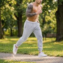 Fleece-Lined Jogger Pants, Skinny Slim Fit, For Weight Training, Winter, Gym, Fitness, With Pocket, Unisex, All Sizes: Winter, Autumn/Spring/Summer, Autumn/Spring/Summer - 灰色 - 查看 3