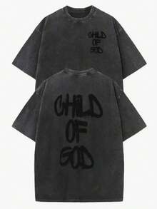 Men's And Women's 100% Cotton T-Shirt, Vintage Style And Heavyweight, Unisex, Round Neck, Short Sleeve, Loose Fit, Suitable For Travel, Parties And Activities, With - 黑色 - 查看 1