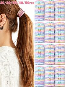 10/20/30/40/50 Peças Elásticos de Cabelo Coloridos - Elásticos de Cabelo de Alta Elasticidade Cremosa, Faixas de Cabelo Sem Costura para Meninas, Tons Suaves e Cores Vibrantes, Adequados para Uso Diário e Ocasional, Acessórios de Cabelo Fofos, Presentes para Meninas, Coisas que Meninas Gostam, Acessórios de Praia, Presentes de Aniversário, Coisinhas Fofas, Elásticos de Borracha para Cabelo, Acessórios Fofos, Coisas de Meninas - Multicolorido - Visão 2