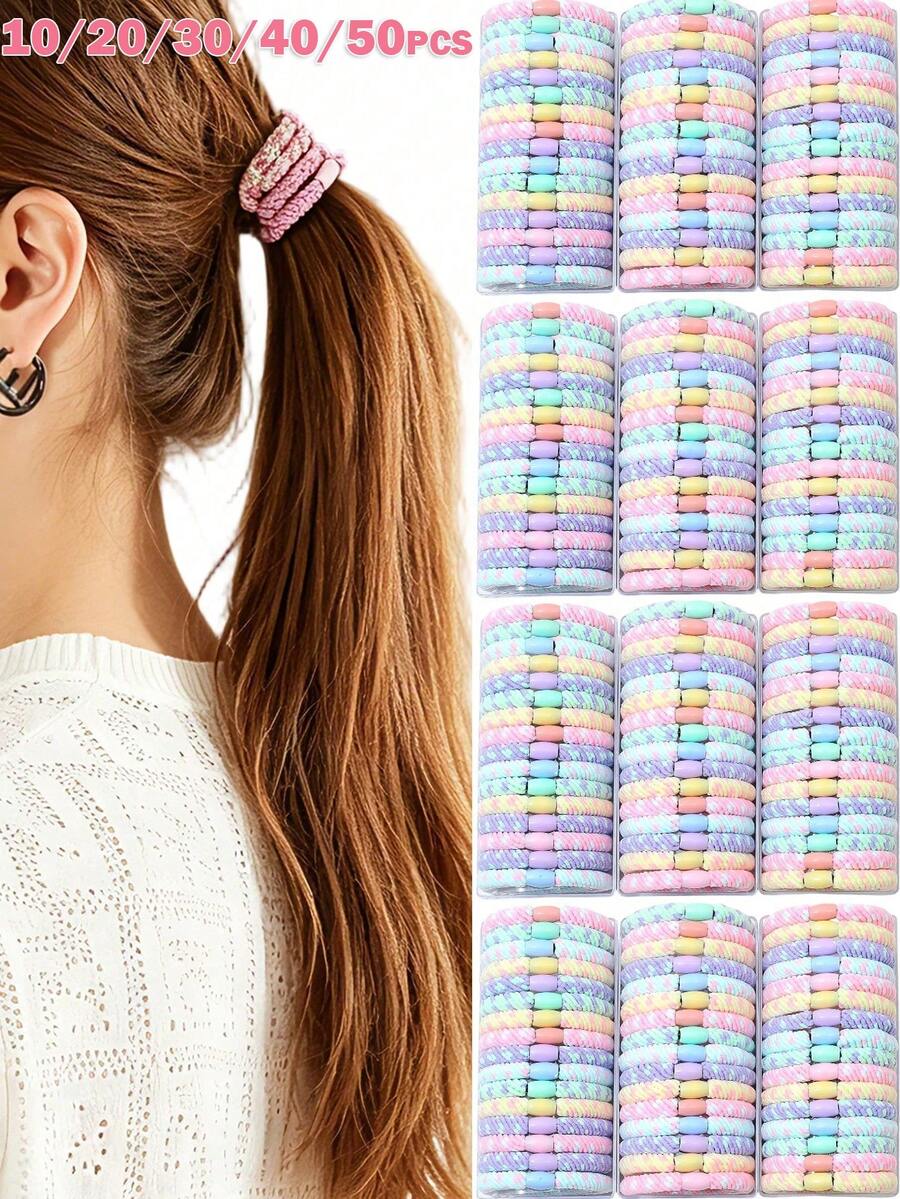 10/20/30/40/50 Peças Elásticos de Cabelo Coloridos - Elásticos de Cabelo de Alta Elasticidade Cremosa, Faixas de Cabelo Sem Costura para Meninas, Tons Suaves e Cores Vibrantes, Adequados para Uso Diário e Ocasional, Acessórios de Cabelo Fofos, Presentes para Meninas, Coisas que Meninas Gostam, Acessórios de Praia, Presentes de Aniversário, Coisinhas Fofas, Elásticos de Borracha para Cabelo, Acessórios Fofos, Coisas de Meninas