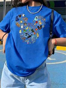 Unisex Casual Cotton Short-Sleeved Round Neck T-Shirt With "Best Day Forever" Print, Regular Fit, Men's Sizes Suitable For The Whole Family. - 藍色 - 查看 11