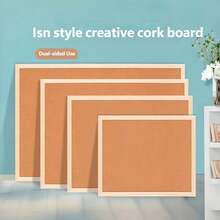 1 Piece Practical Style Bulletin Board, Different Sizes Available Cork Board With Smooth Wooden Frame, Suitable For Classroom, Studio & Shared Space, Pin Board, Memo Display Board, Wall Notice Board, Decorative Organizer - Brown - View 1