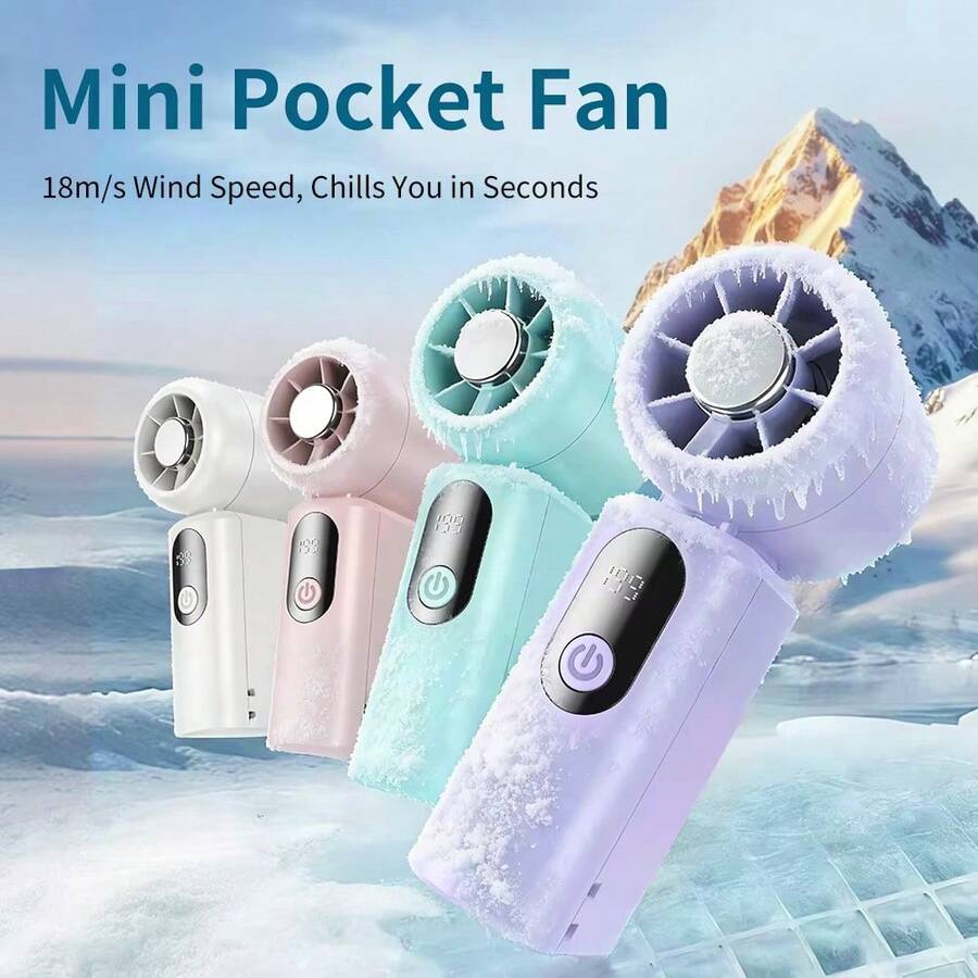 1pc Portable Handheld Electric Fan, 199 Adjustable Wind Speeds, 1000mAh USB Rechargeable, With LED Digital Display, Suitable For Indoor And Outdoor Use - Handheld - View 1