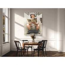 Canvas Painting Aesthetic Decoration, "Pulp Fiction" Toilet Scene. Exquisite Poster Art, Wooden Frame Artwork (1 Piece), Thickness 2.5 Cm / 1 Inch, Suitable For Various Home Decoration Occasions And Various Festival Decoration Gifts. - 有框架 - 查看 3