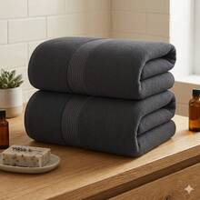 H&R Set Of 2 Jumbo Extra Large Bath Sheets – 85 X 175 Cm Super Soft, Highly Absorbent, Quality Towels For Bathroom, Spa, Gym & Hotel Use - Dark Grey - View 2