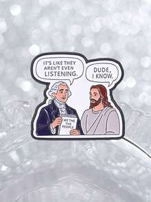 "We The People" Funny Jesus & Founding Father Enamel Pin, Unique Gift Idea, Perfect For Collectors, Durable Design, Eye-Catching Accessory - Multicolor - View 8