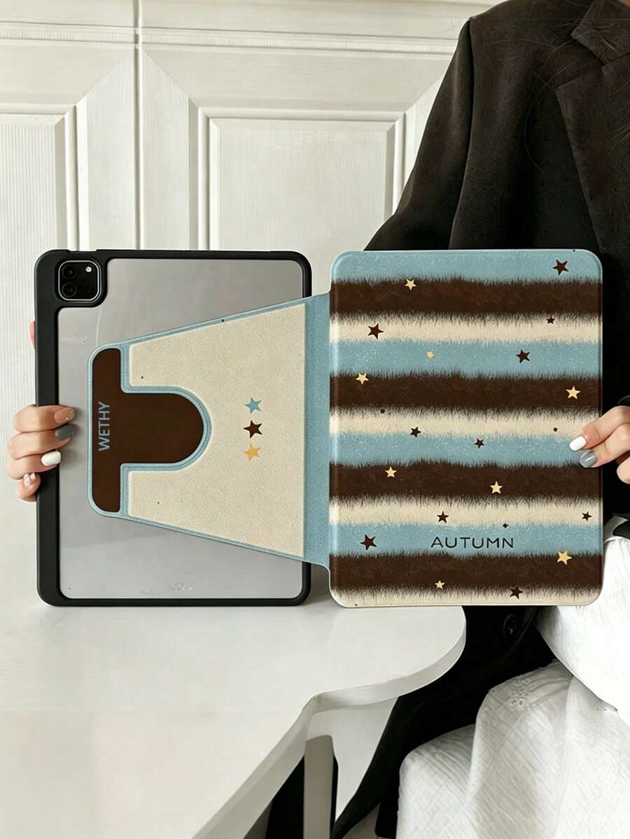 360° Rotating Star Pattern Pencil Holder Protective Case With Flip Cover And Stand For IPad 7th/8th/10th Generation 10.2 Inch - Multicolor - View 1