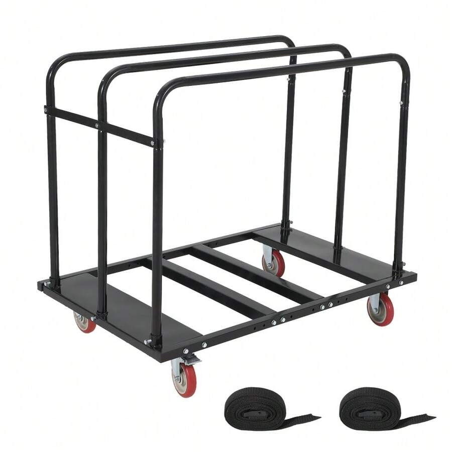 Beaully Carbon Steel Drywall Table Dolly Cart, Folding Table Cart, Heavy Duty Table Trolley With 5 Inches Swivel Wheels For Garage, Warehouse, Hotel, Factory, Party Event, Furniture,1800 LBS Capacity - Black - View 1