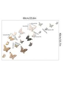 1 Set Butterfly Acrylic Combination Mirror Stickers, Extra Thick Butterfly Style, Self-Adhesive Mirror Acrylic Creative Wall Decor For Bedroom, Living Room, Bathroom, Hallway, Bathroom Wall Stickers - Butterfly - View 11