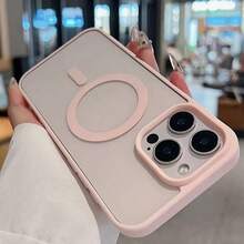 1件 強力磁吸！奢華高品質壓克力透明磁吸手機殼，附無線充電即時吸附功能保護殼，日常使用手機殼，時尚保護，極簡設計，送給朋友和家人的完美禮物，兼容 17/17Pro/17ProMax/16/16Plus/16Pro/16ProMax/15ProMax/14/14Pro/14ProMax, 13/13Pro/13ProMax/12/12Pro/12ProMax - 粉色 - 查看 5